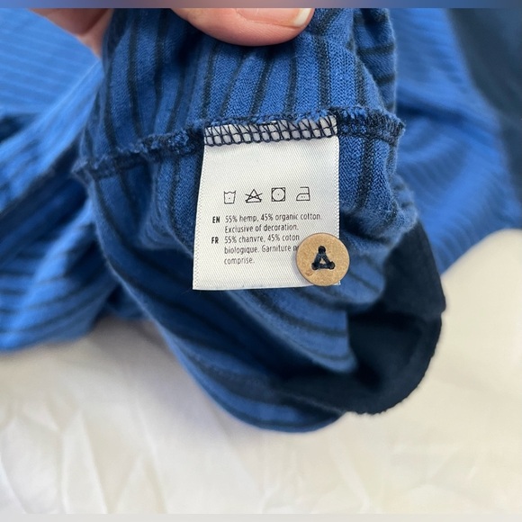 Tentree | Mens XL | Blue Striped Pullover Hoodie Zip Pouch Pocket | Hemp Blend - Picture 9 of 11